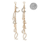 Chanel Crystal Pearl Drop Letter Earrings Gold