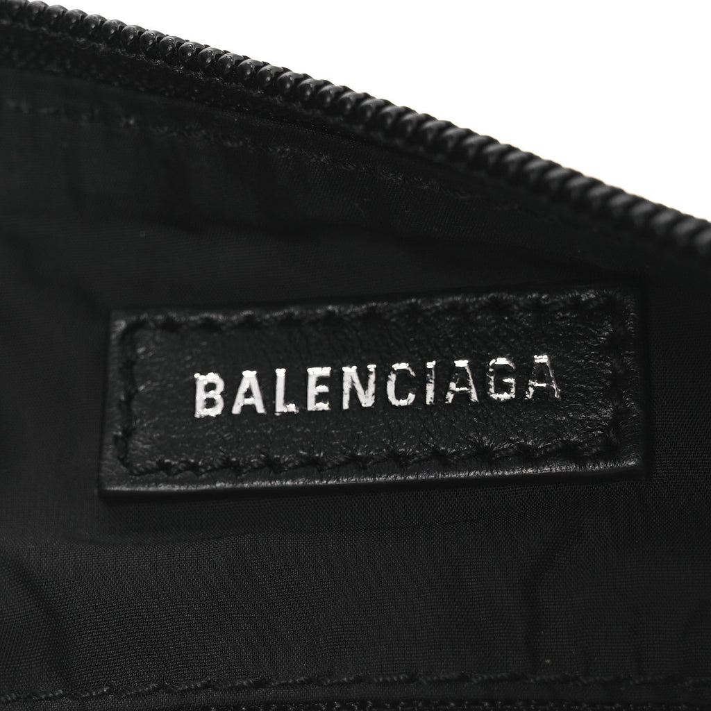 Balenciaga Recycled Sport Nylon Logo Embroidered Wheel Sling Bag Black Pink
