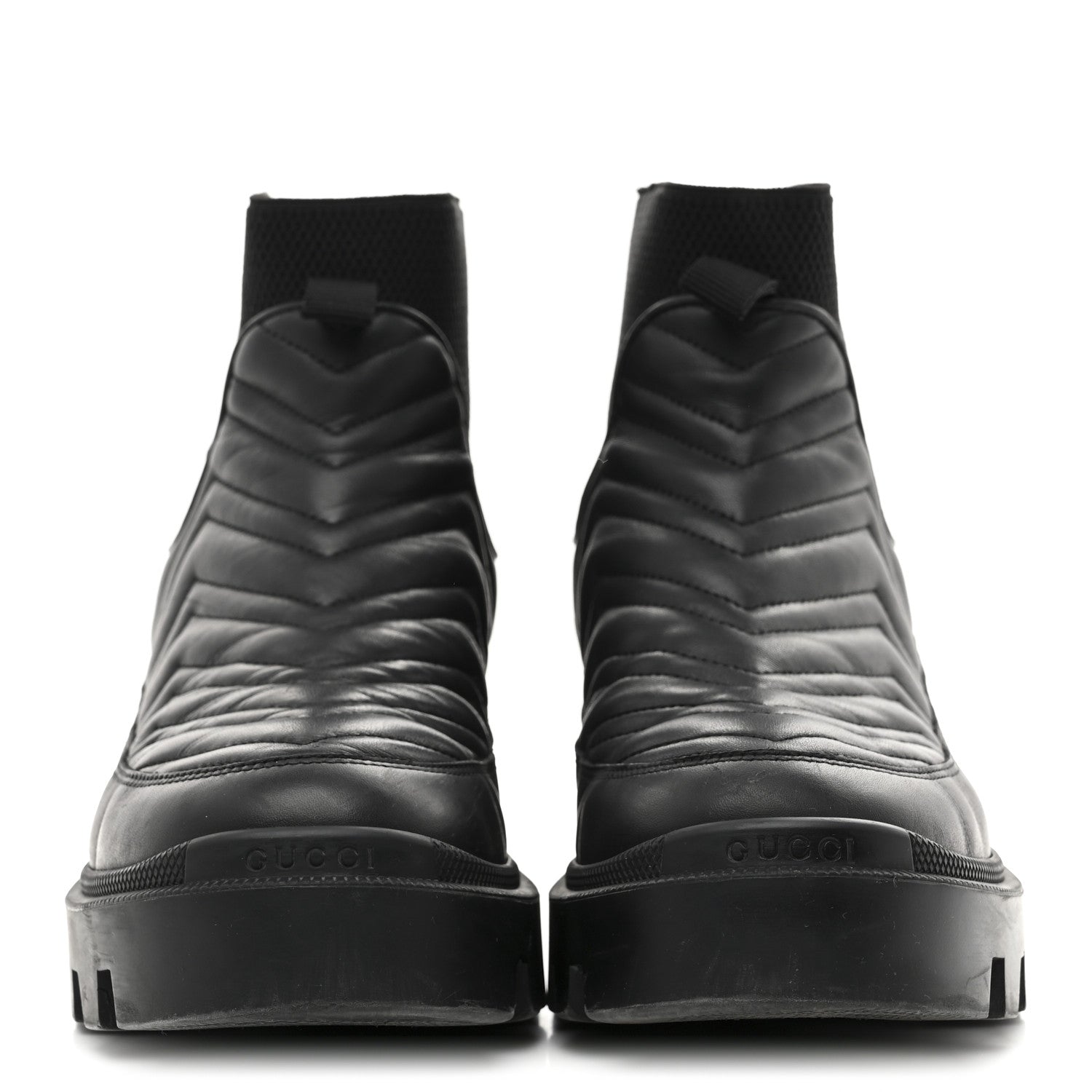 Gucci Calfskin Nappa Matelasse Frances Chelsea Boots 39 Black