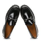 Gucci Cordovan Lux Womens Horsebit 45mm Platform Loafers 39.5 Black