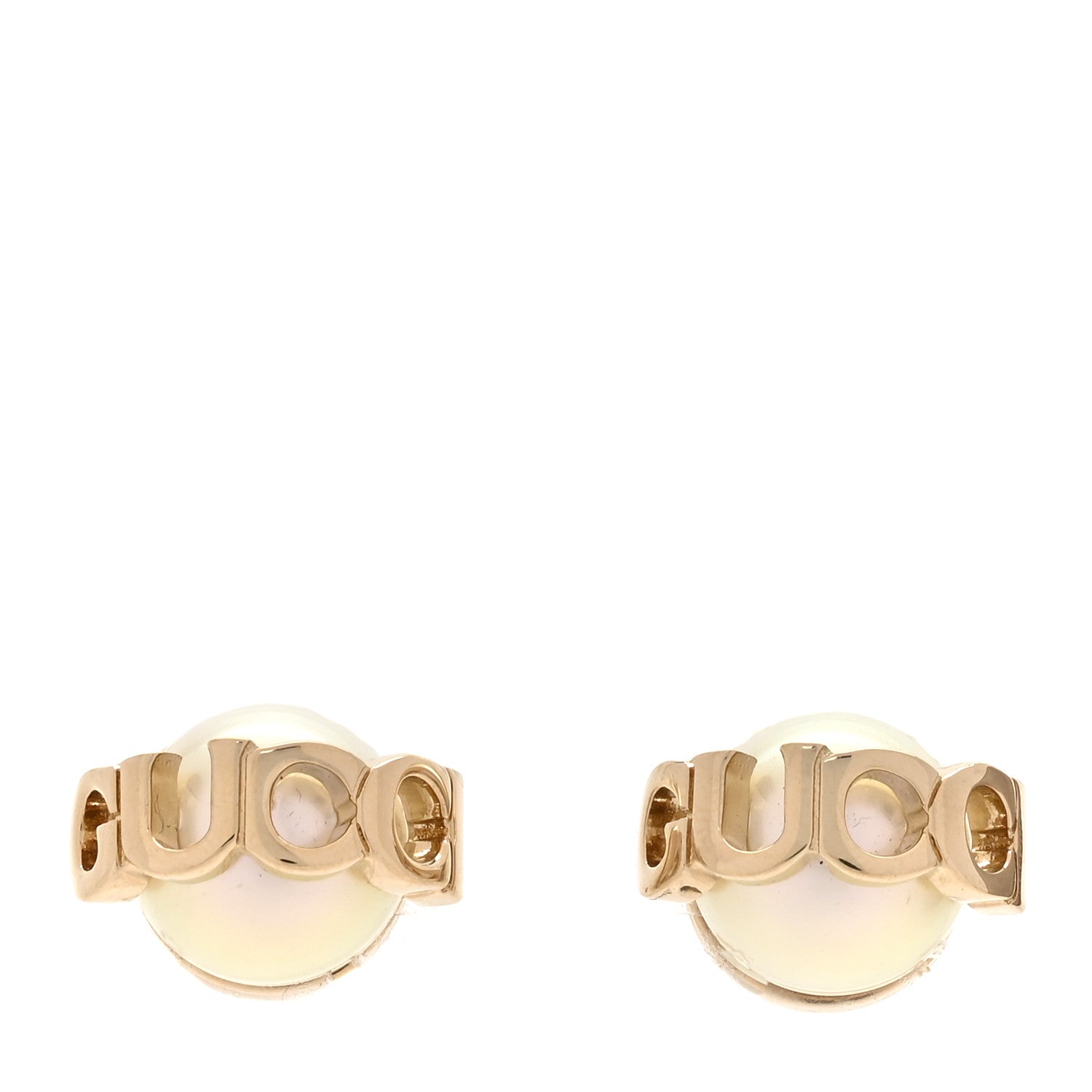 Gucci Metal Pearl Logo Magnetic Earrings Gold