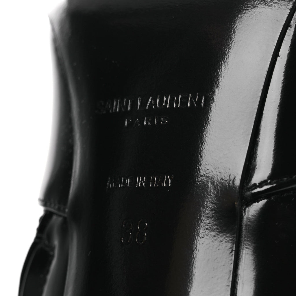 Saint Laurent Glazed Calfskin Auteuil 105mm Zip Boots 38 Black