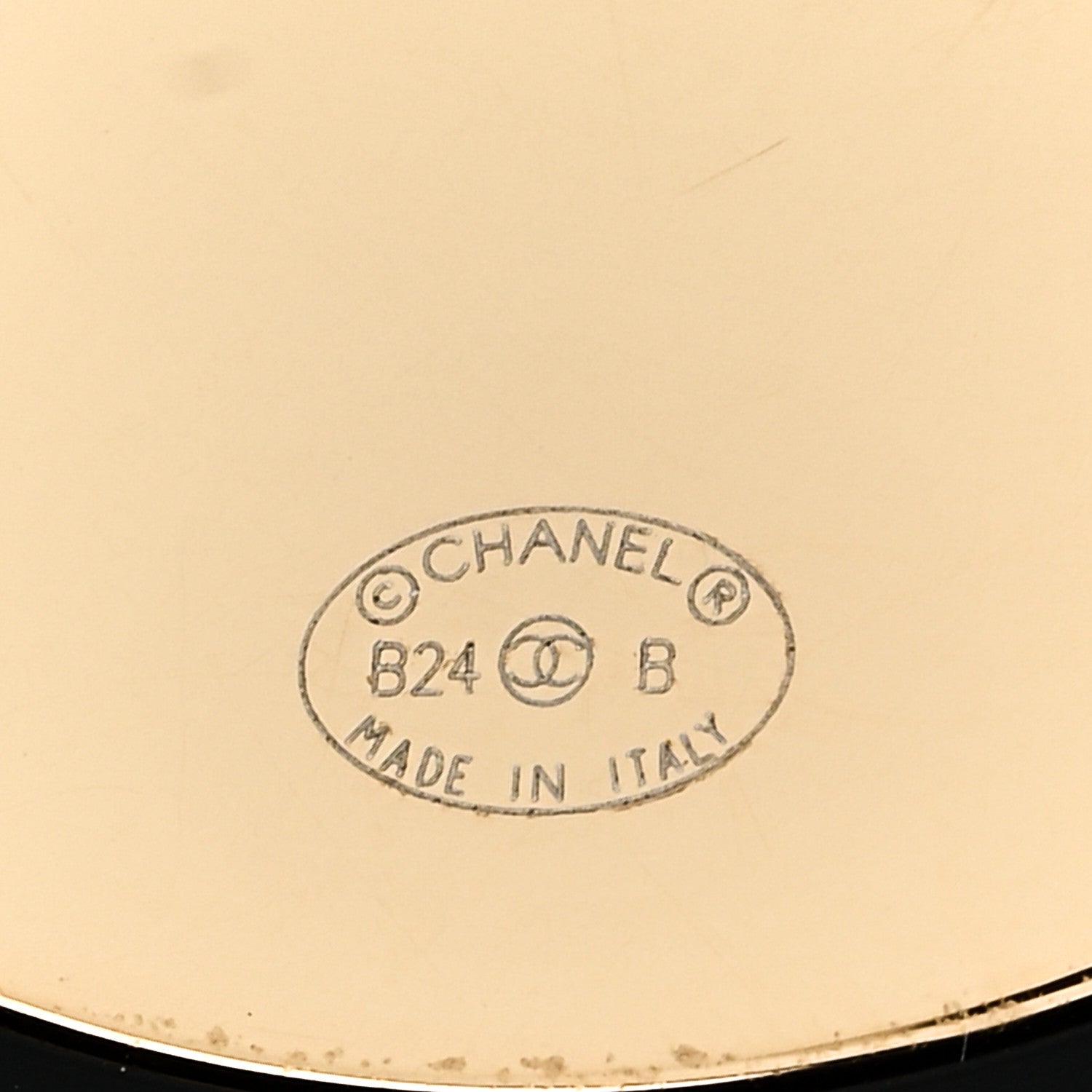 Chanel Resin CC Round Earrings Gold Black
