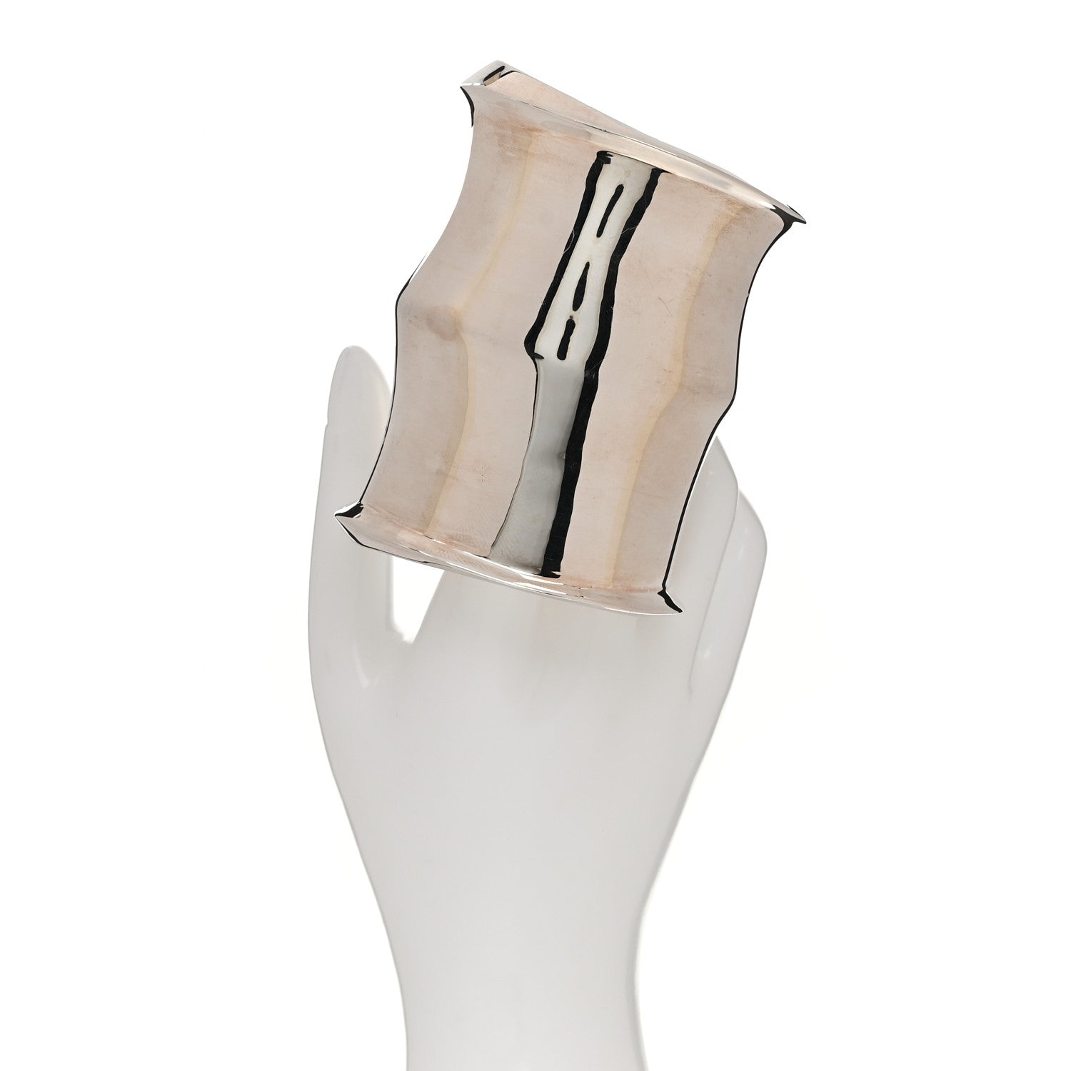 Saint Laurent Brass Organic Oversized Cuff Bracelet  S Argent Brilliant