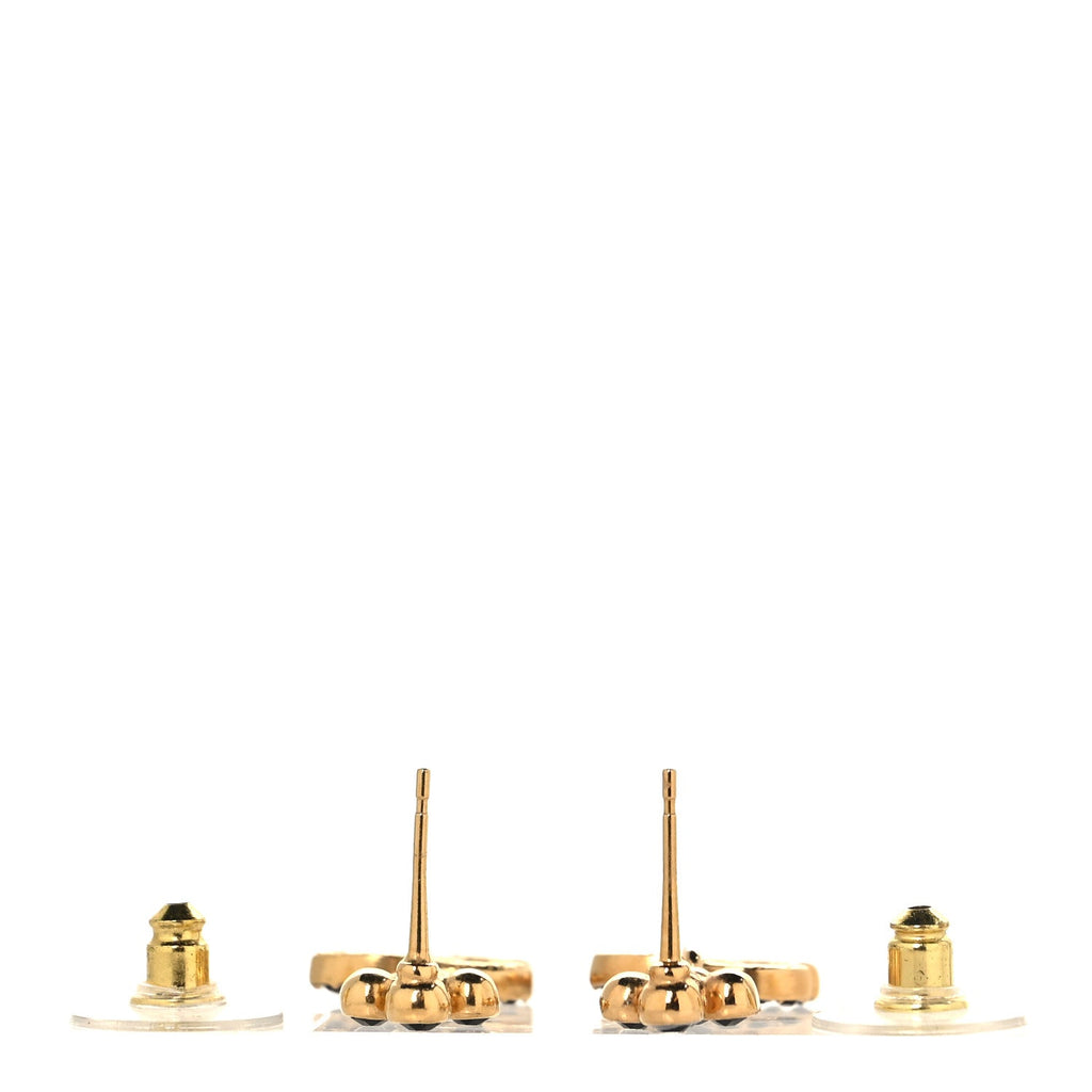 Chanel Crystal CC Drop Earrings Gold Black
