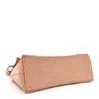 Balenciaga Extra Supple Calfskin Crocodile Embossed Small Downtown Shoulder Bag Nude Beige