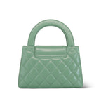 Chanel 25C Light Green Shiny Aged Calfskin Quilted Nano Kelly Shopper Aged Gold Hardware