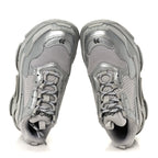 Balenciaga Metallic Fabric Mesh Womens Triple S Sneakers 39 Silver