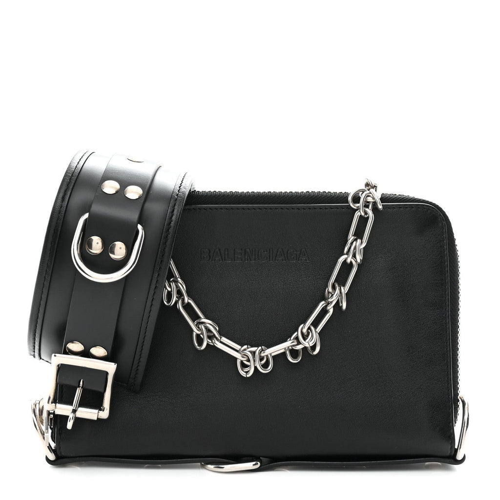 Balenciaga Calfskin Chain Cuff Wristlet Wallet Black