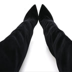 Saint Laurent Velvet Niki 105 Thigh High Boots 37.5 Black