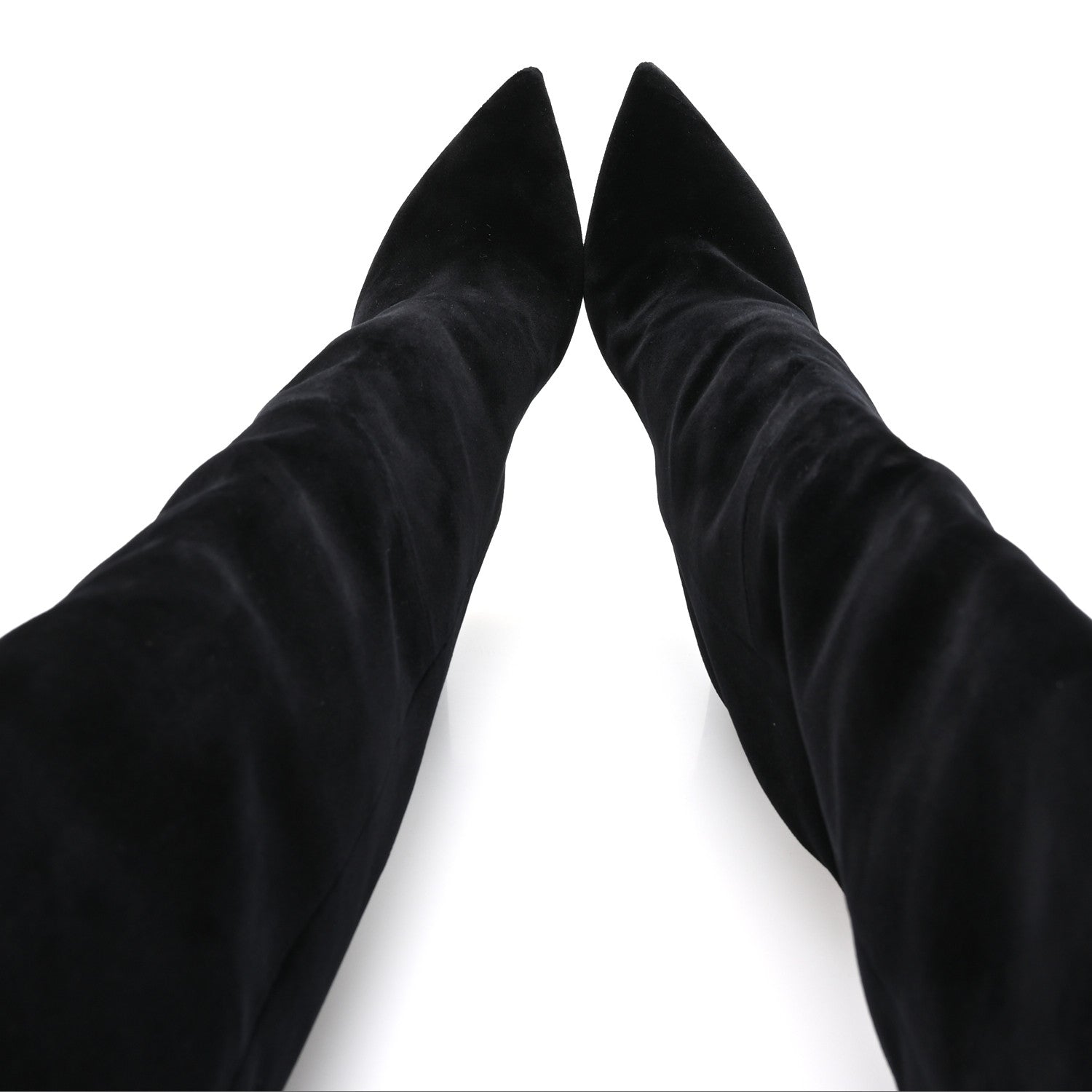 Saint Laurent Velvet Niki 105 Thigh High Boots 37.5 Black
