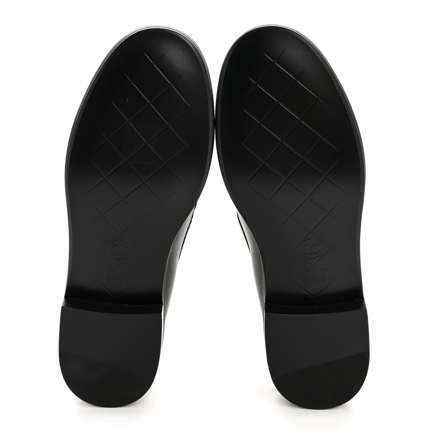 Chanel Lambskin Quilted CC Turnlock Loafers 37.5 Black