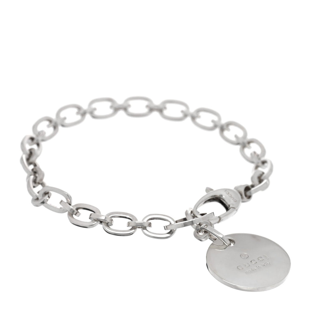 Gucci Sterling Silver Link Round Charm Bracelet