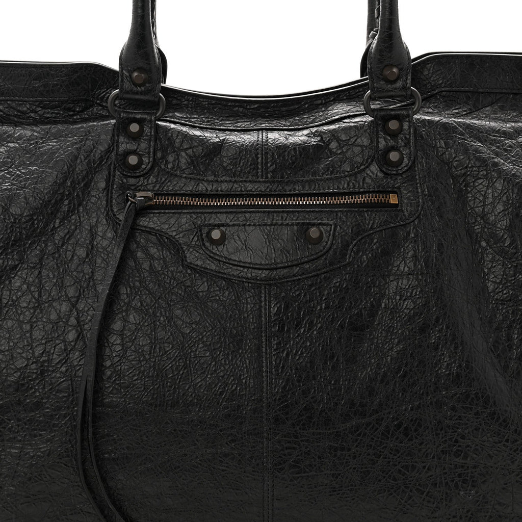 Balenciaga Arena Lambskin Brass Hardware Le City Travel Bag Black