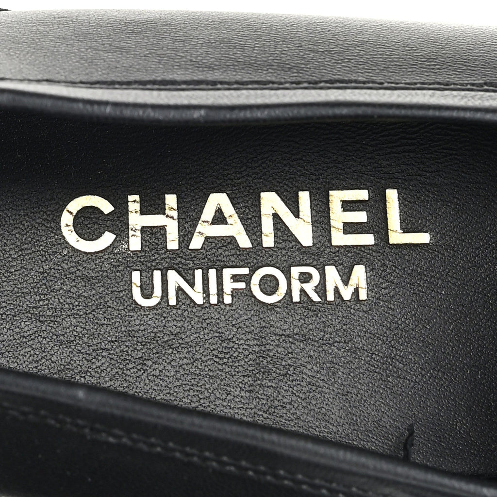 Chanel Lambskin Mens Stitched CC Loafers 42 Black