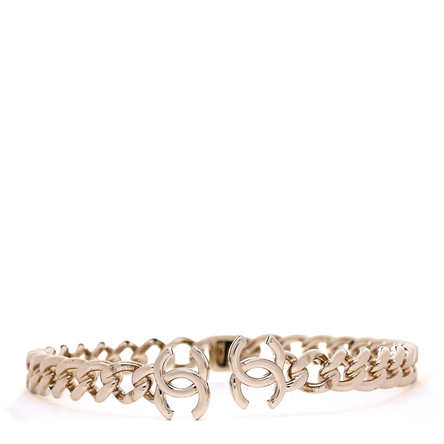 Chanel Metal CC Chain Link Choker Necklace L Gold
