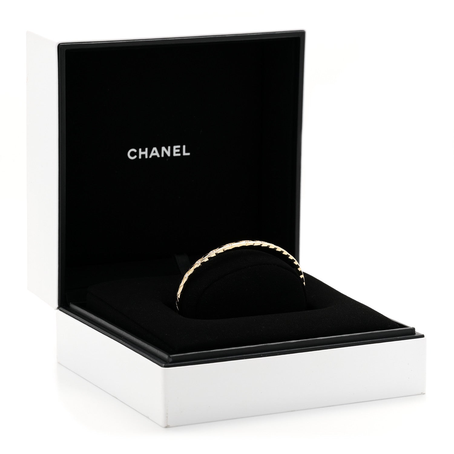 Chanel 18K Yellow Gold Diamond Mini Coco Crush Cuff Bracelet L
