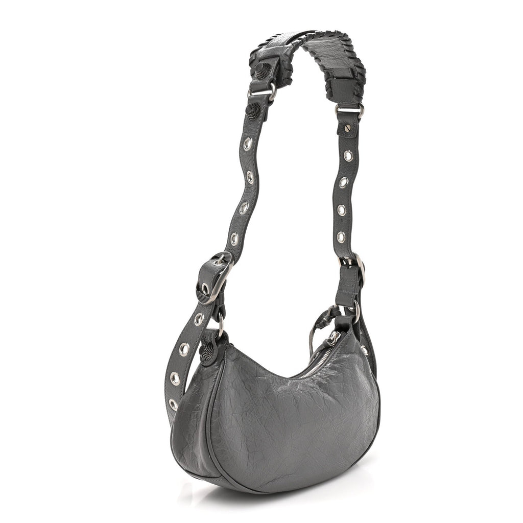 Balenciaga Agneau Arena Le Cagole Shoulder Bag XS Dark Grey