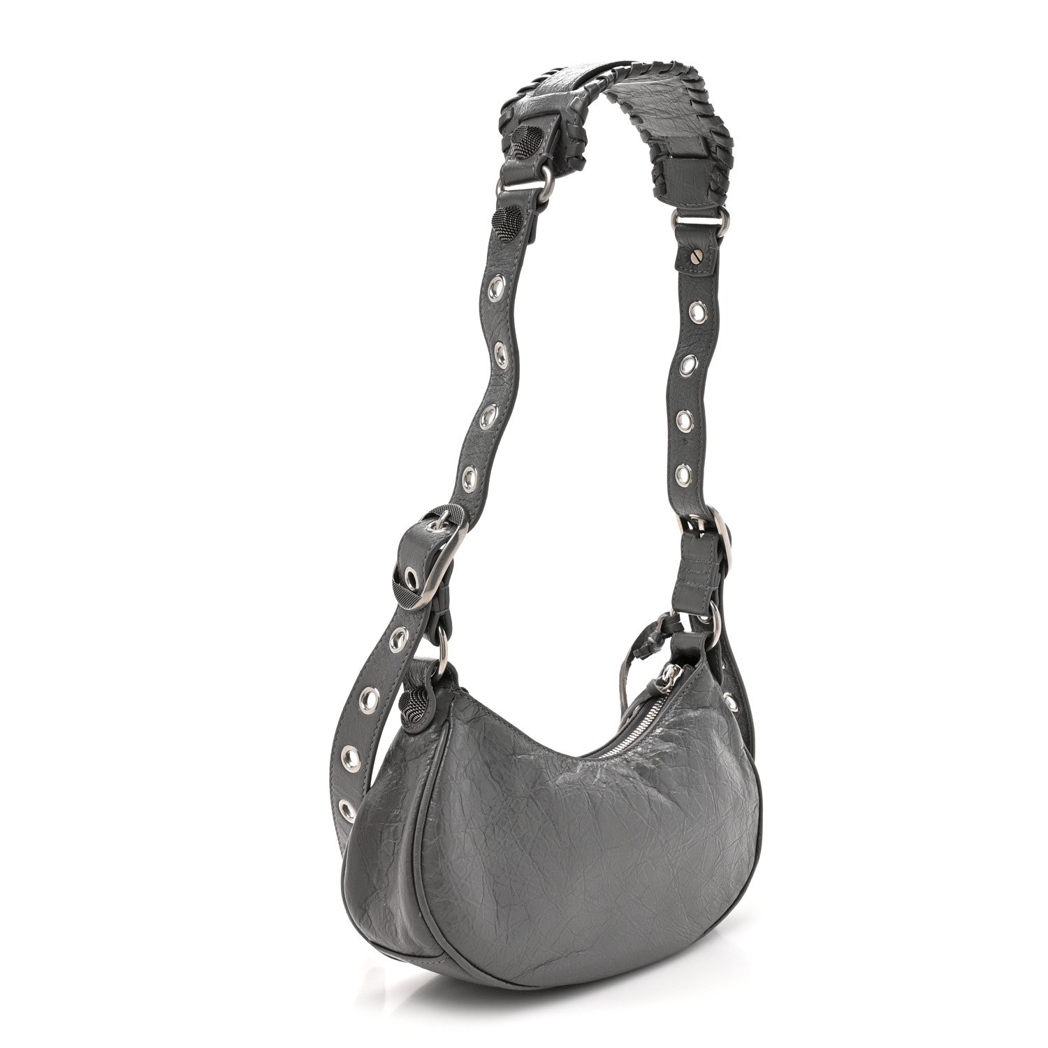 Balenciaga Agneau Arena Le Cagole Shoulder Bag XS Dark Grey