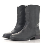 Chanel Calfskin Ascot CC Boots 37.5 Gray