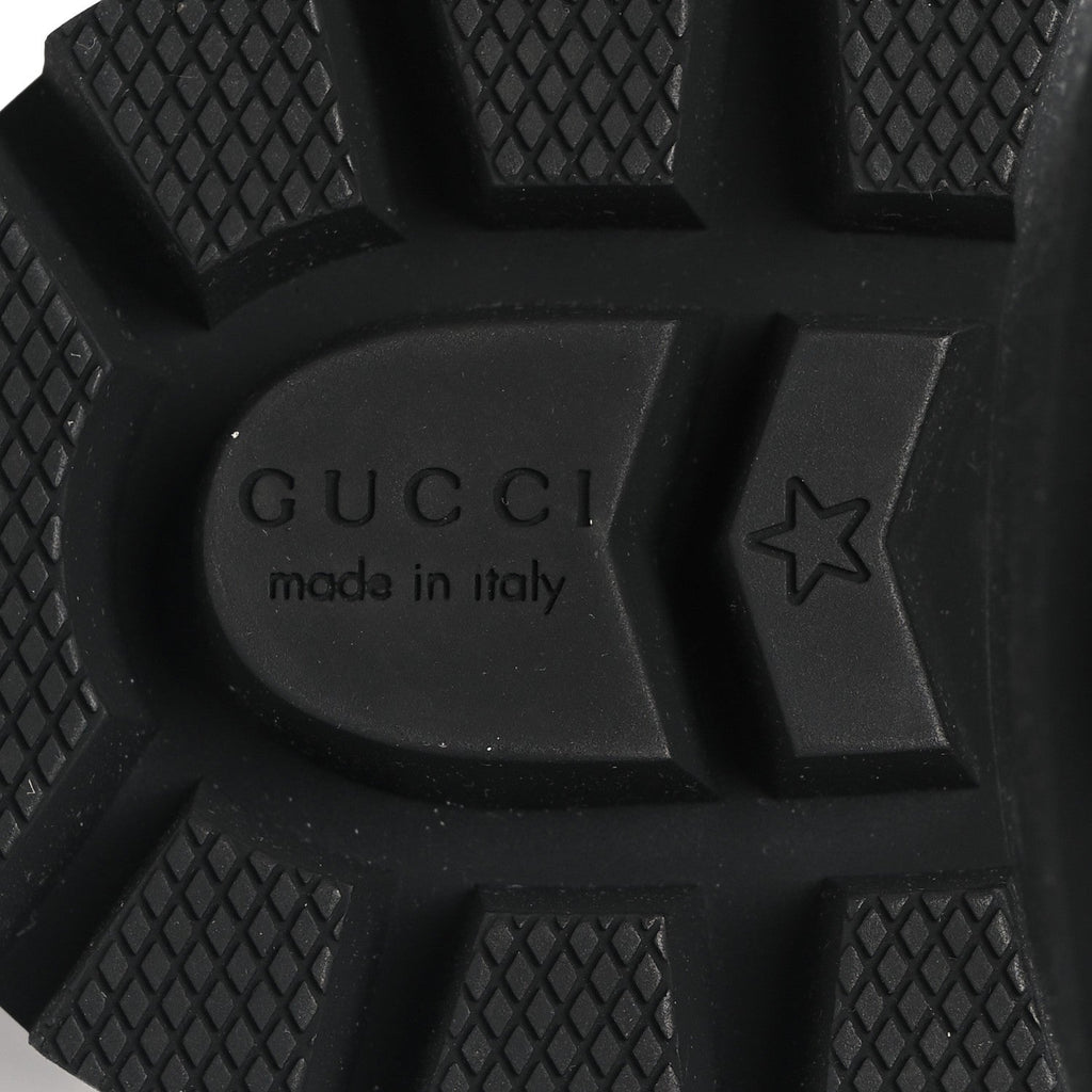 Gucci Calfskin Sylvie Web Lace Up Combat Boots 35 Black