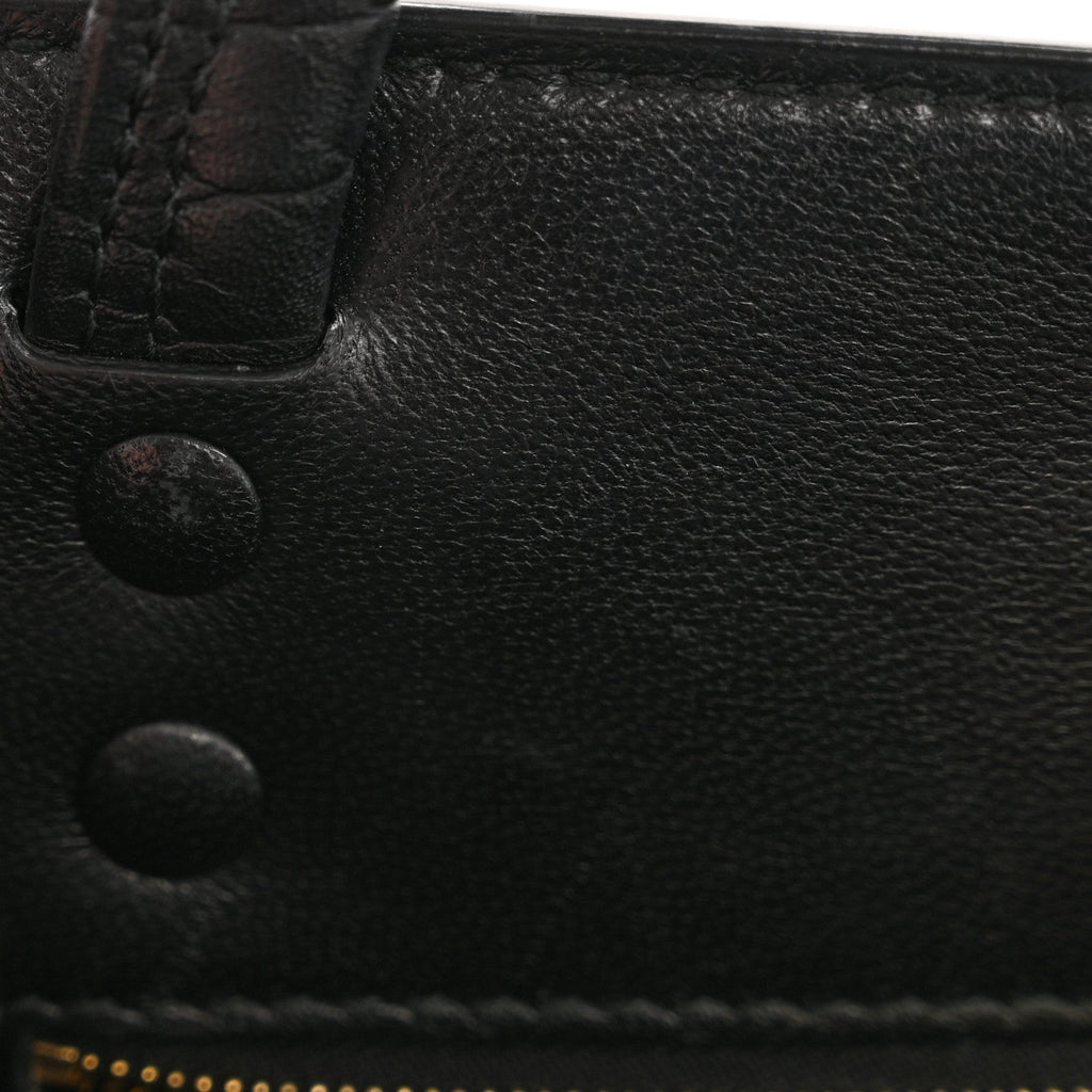 Balenciaga Calfskin Crocodile Embossed Medium Sharp Tote Black