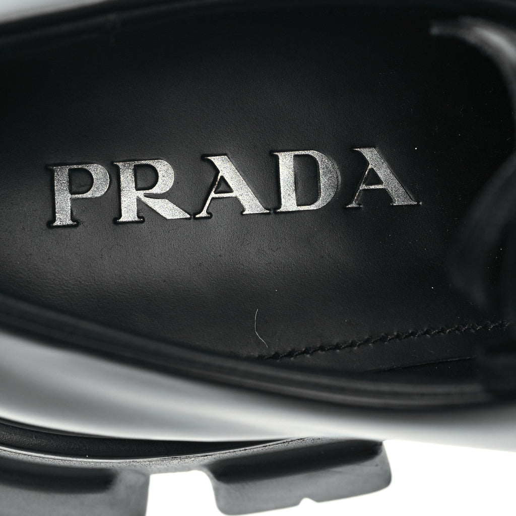Prada Spazzolato Rois Monolith 55mm Derby Loafers 8 Black