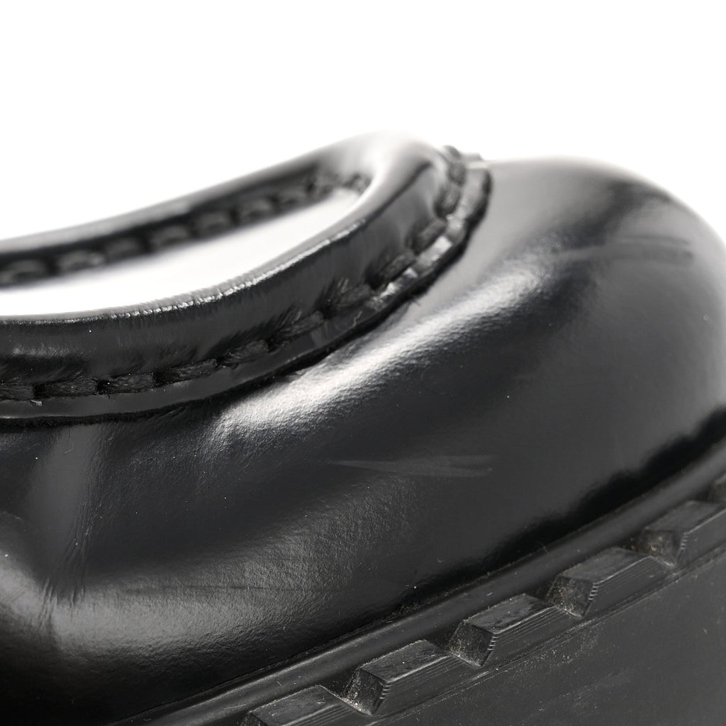 Prada Spazzolato Metal Triangle Logo 50mm Loafers 36.5 Black