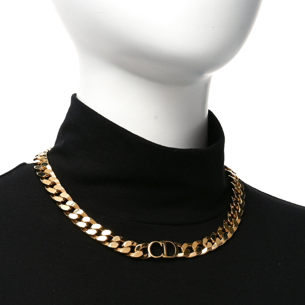 Christian Dior Metal CD Choker Necklace Gold