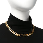 Christian Dior Metal CD Choker Necklace Gold