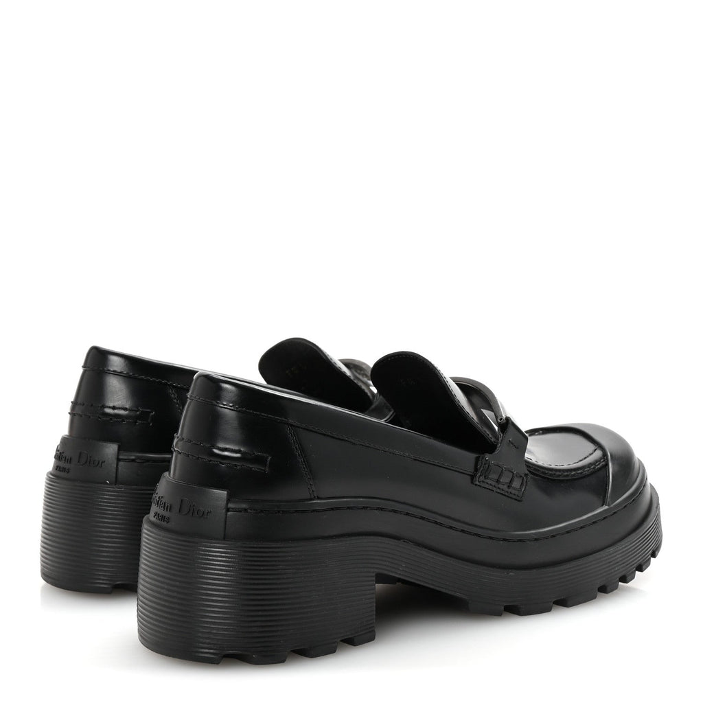 Christian Dior Brushed Calfskin Dior Code Lug Sole Platform 35mm Loafers 38.5 Black