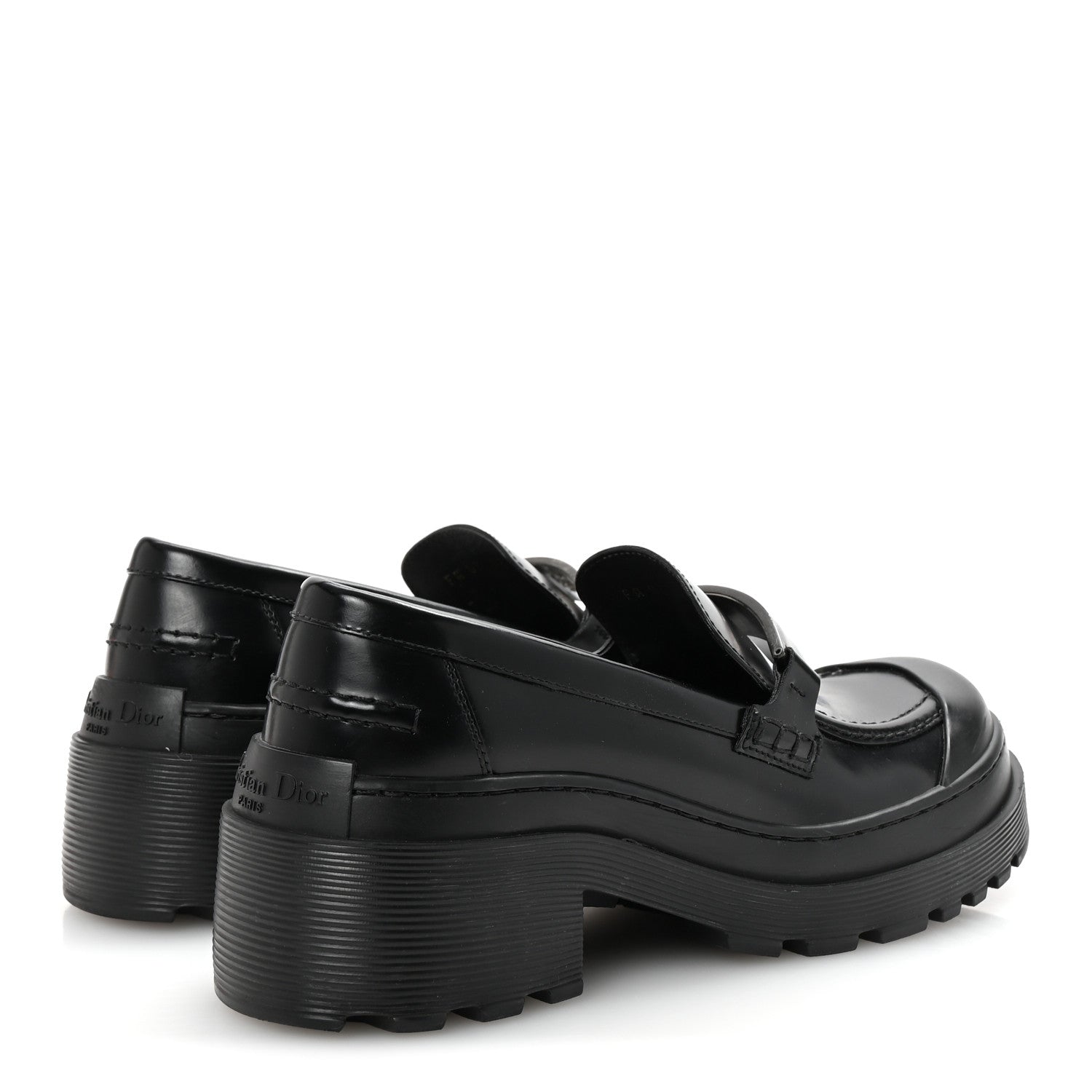 Christian Dior Brushed Calfskin Dior Code Lug Sole Platform 35mm Loafers 38.5 Black