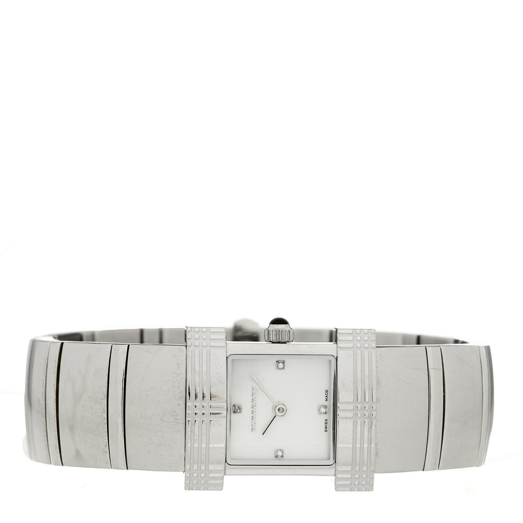 Burberry Stainless Steel Diamond Mother of Pearl 24mm Quartz Watch BU4500