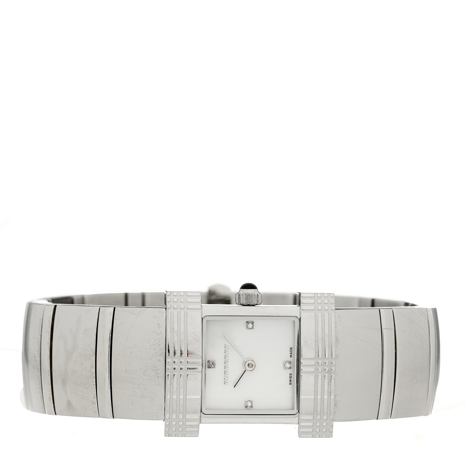 Burberry Stainless Steel Diamond Mother of Pearl 24mm Quartz Watch BU4500