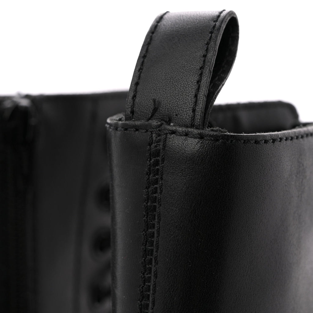 Balenciaga Calfskin Womens Bulldozer Lace Up Boots 37 Black