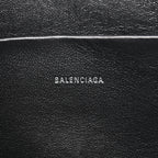 Balenciaga Calfskin Logo Large Cash Pouch With Handle Black White