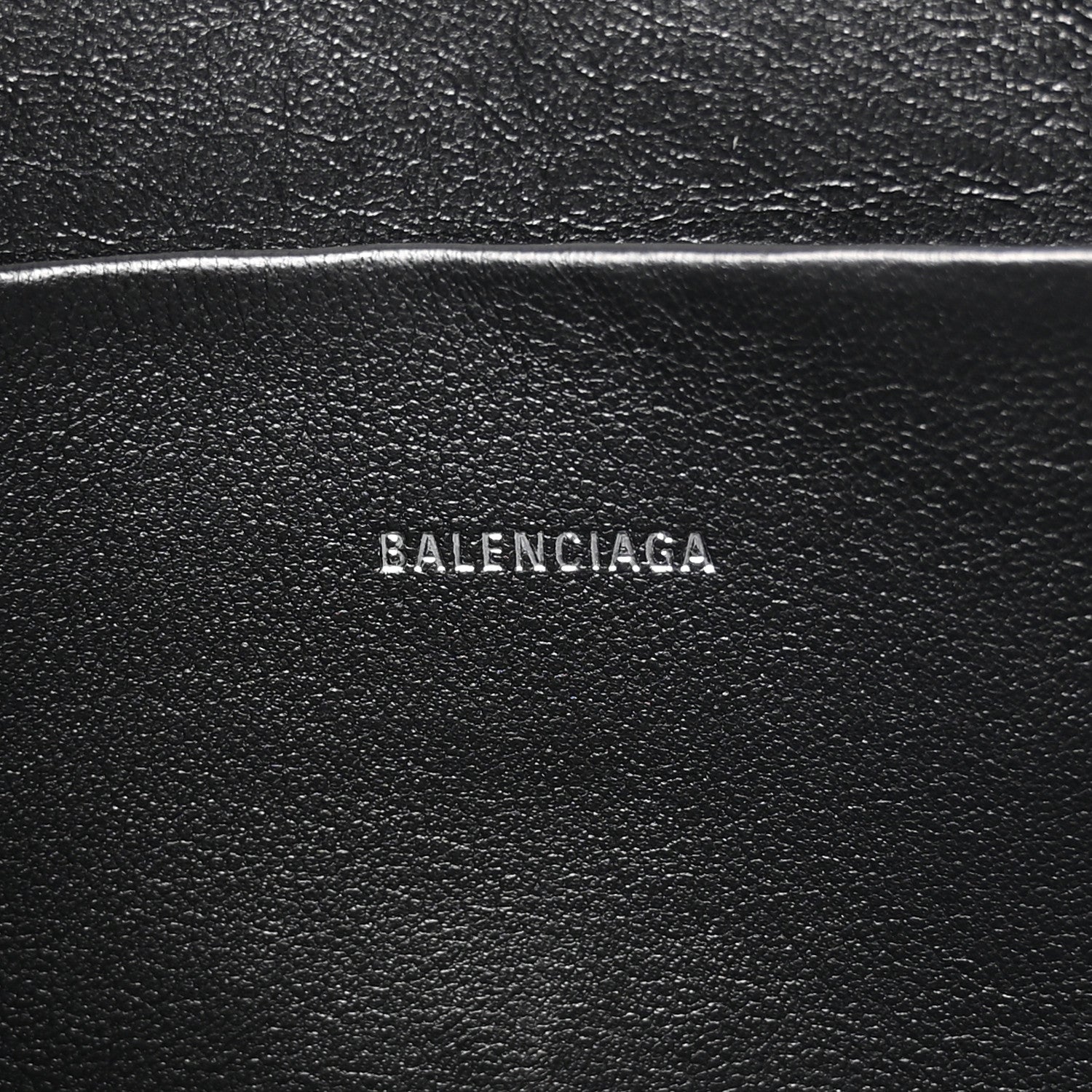 Balenciaga Calfskin Logo Large Cash Pouch With Handle Black White