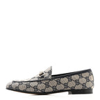 Gucci Monogram Malaga Kid Horsebit Womens Jordaan Loafers 36 Beige Blue