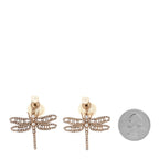 Christian Dior Crystal Pearl Dragonfly Drop Earrings White