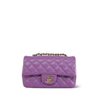 Chanel Purple Lambskin Quilted Mini Rectangular Flap Light Gold Hardware