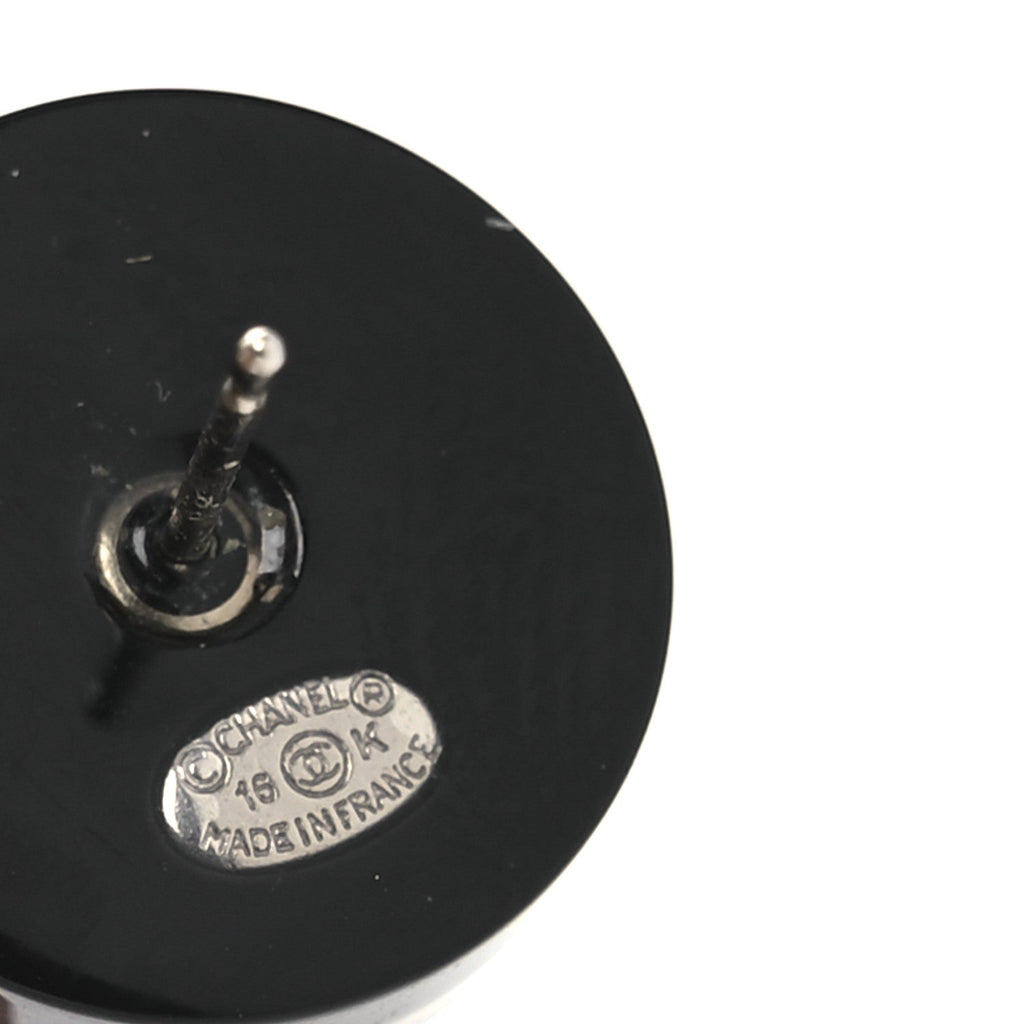 Chanel Resin Crystal CC Round Earrings  Black