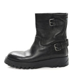 Prada Calfskin Double Buckle Combat Boots 37 Black