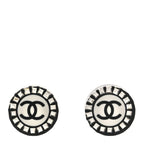 Chanel Resin Crystal CC Round Earrings  Black