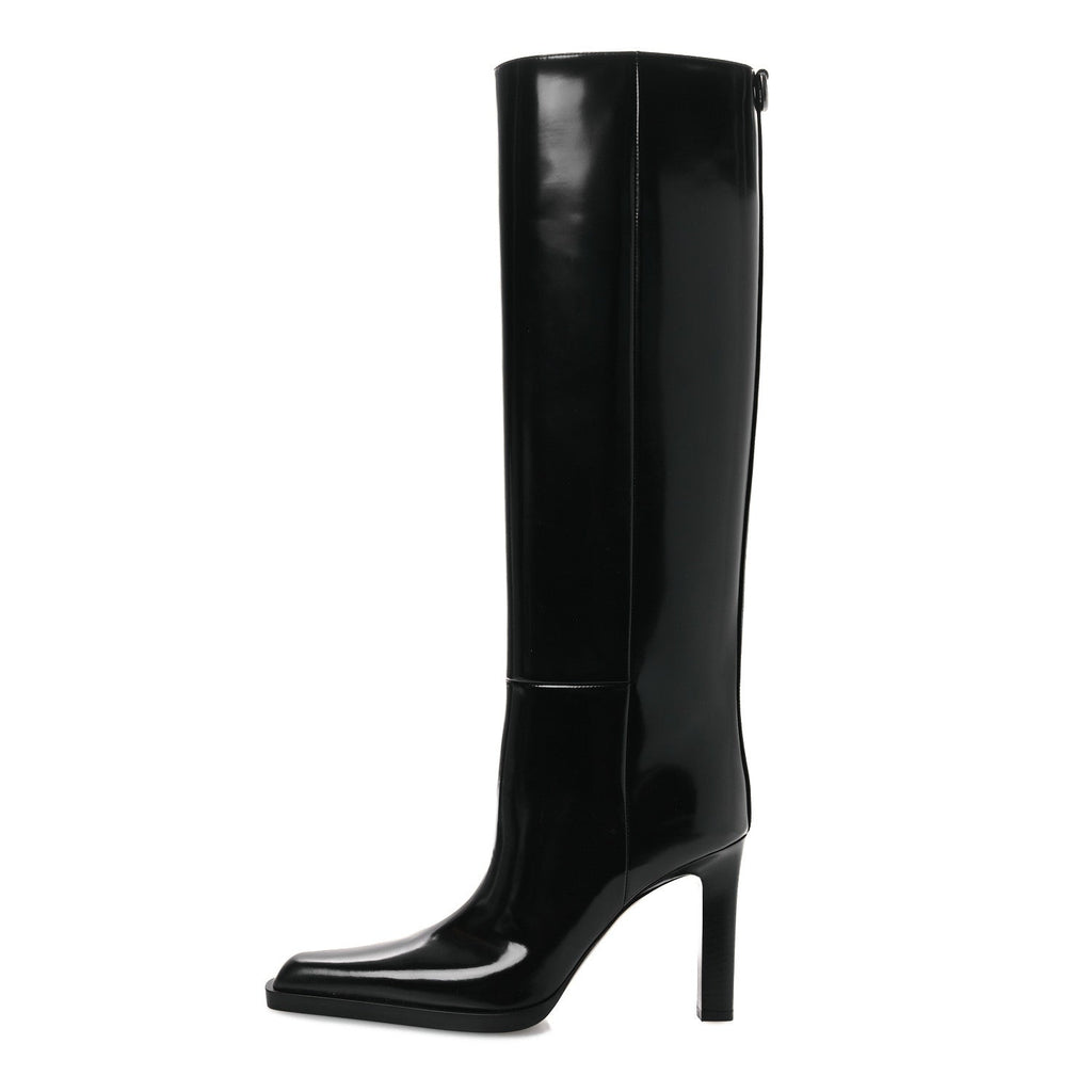 Saint Laurent Vitello Marilyn Nina 95 Knee High Boots 38 Black