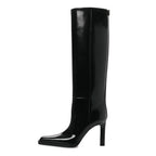 Saint Laurent Vitello Marilyn Nina 95 Knee High Boots 38 Black