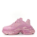 Balenciaga Fabric Mesh Distressed Womens Triple S Sneakers 36 Pink