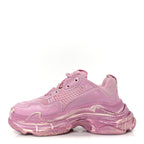 Balenciaga Fabric Mesh Distressed Womens Triple S Sneakers 36 Pink