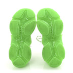Balenciaga Fabric Mesh Clear Sole Womens Triple S Sneakers 36 Fluo Green