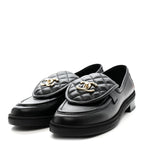 Chanel Lambskin Quilted CC Turnlock Loafers 39.5 Black