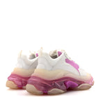Balenciaga Fabric Mesh Clear Sole Womens Triple S Sneakers 37 White Pink